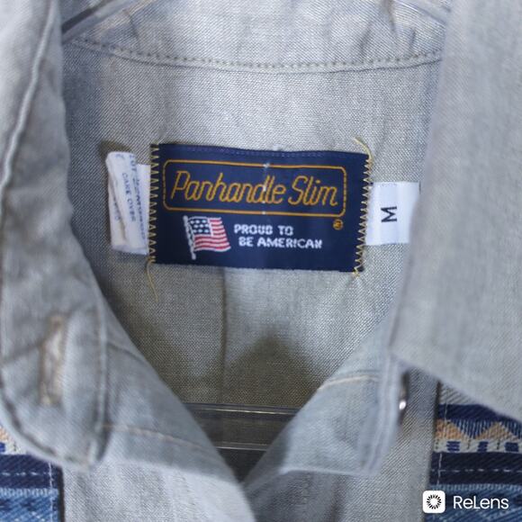 Vintage Panhandle Slim Southwestern Print Button Front Top Women's Blue - Picture 3 of 8